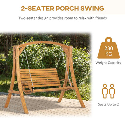 2-Seater Garden Swing Seat – Wooden Outdoor Swing Chair Bench