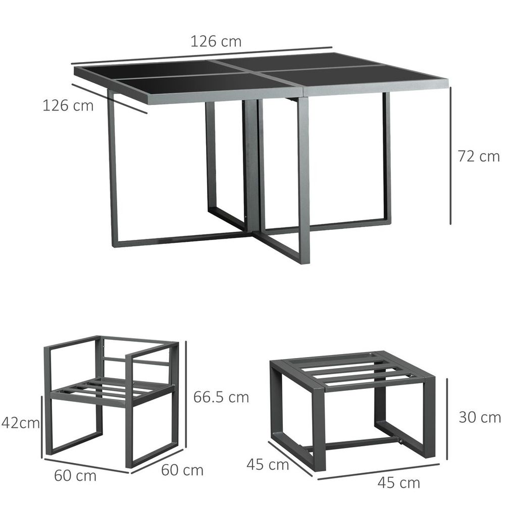 9-Piece Patio Dining Set with 4 Chairs and 4 Ottomans, Cushioned Seating