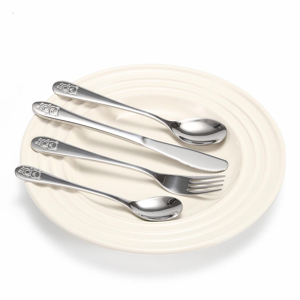 8-Piece Little Bear Cutlery Set – Stainless Steel Kids Safe Flatware Tableware