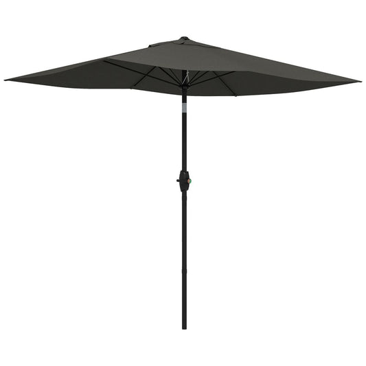 Outsunny 2 x 3(m) Garden Parasol Rectangular Market Umbrella w/ Crank Dark Grey