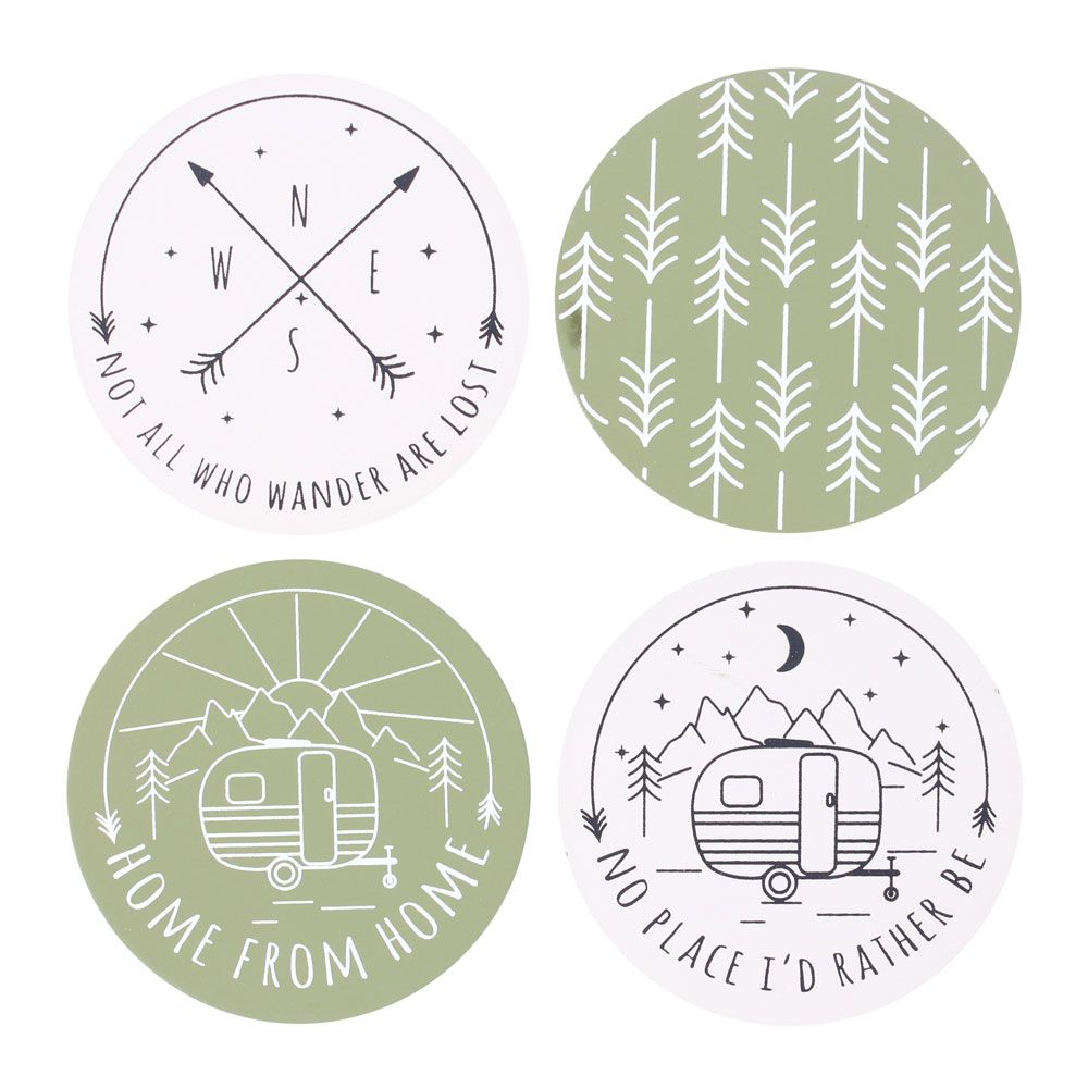 Happy Camper Coaster Set, Fun and Thematic