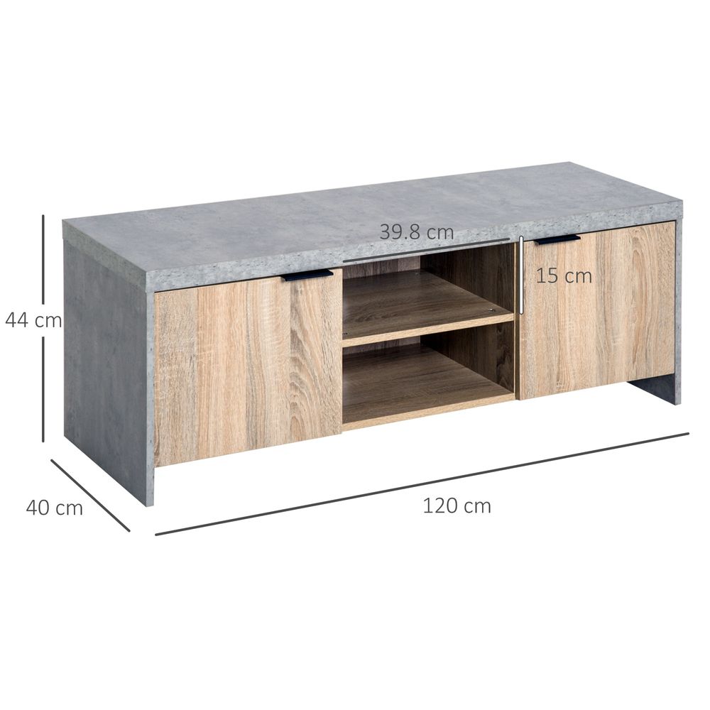 Wooden Grey TV Stand Cabinet with Media Storage Unit for Home