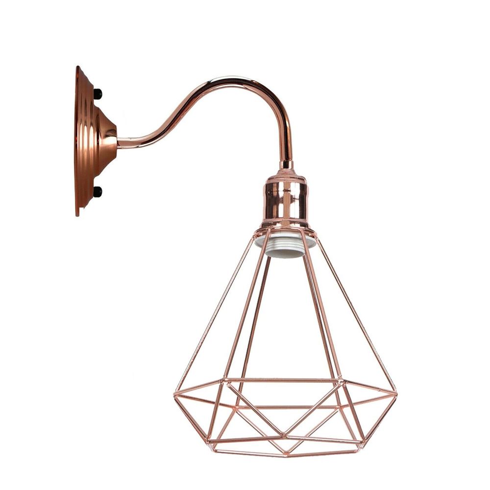 Modern Vintage Retro Industrial Wall Sconce Light Swan Neck Arm Rose gold Wall Lamp Shade with E27 Holder Fitting