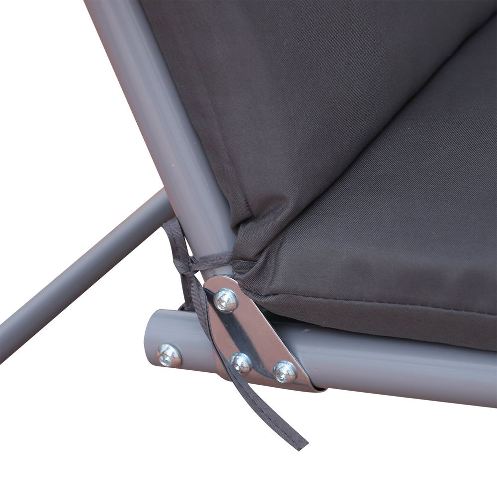 Grey Steel Frame 2-Seater Swing Chair with Table, Relaxing Seating