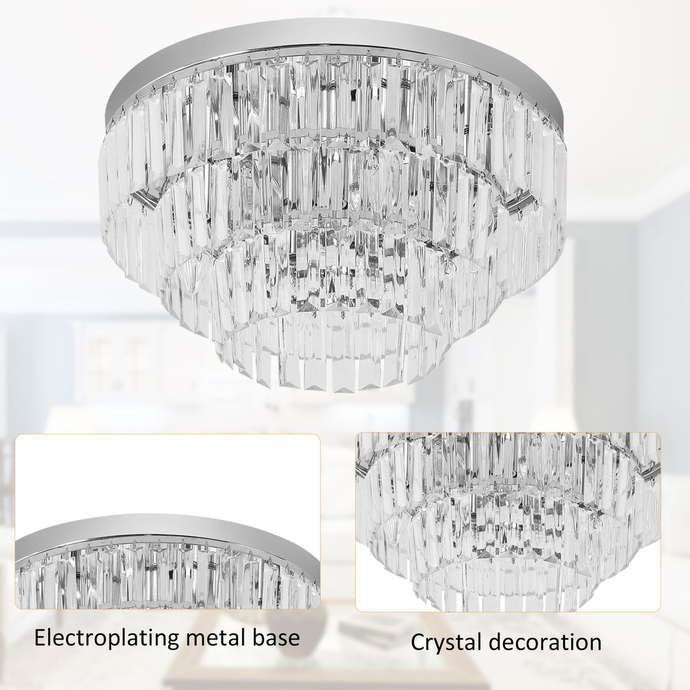 Round Crystal Ceiling Lamp with 7 Lights: Chandelier Mounted Fixture