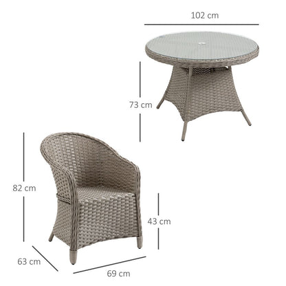 5 Pieces Outdoor Patio PE Rattan Dining Set, Four Seater, Grey