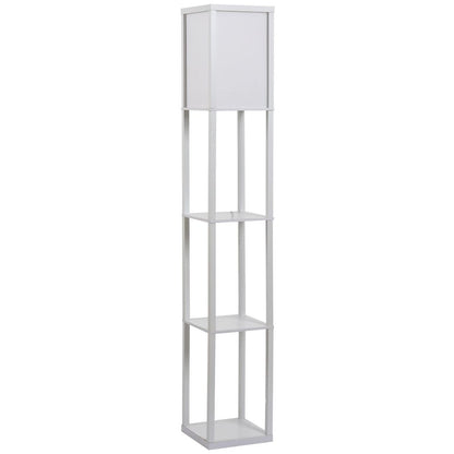 White 4-Tier Floor Lamp with Storage Shelf: 3-Tier Floor Light