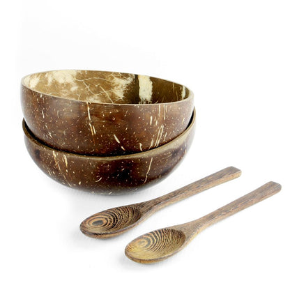 Pack of 2 Natural Coconut Bowls, Eco-Friendly and Stylish