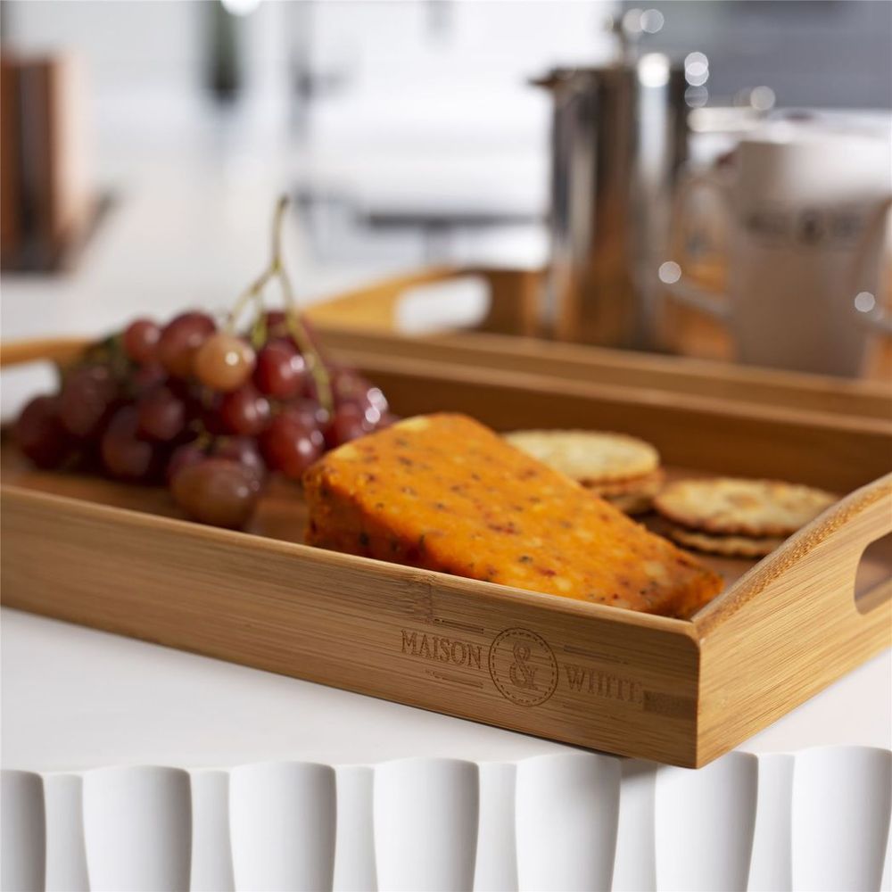 Set of 3 Bamboo Serving Trays, Eco-Friendly and Durable