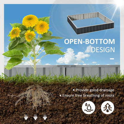 Metal Raised Garden Bed Steel Planter Box with a Pair of Gloves, 258x90cm