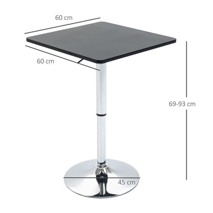 Modern Adjustable Counter Bar TableBlack and Silver Frame