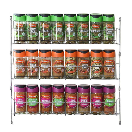 3 Tier Spice Herb Jar Rack Holder Kitchen Door Cupboard Wall Storage