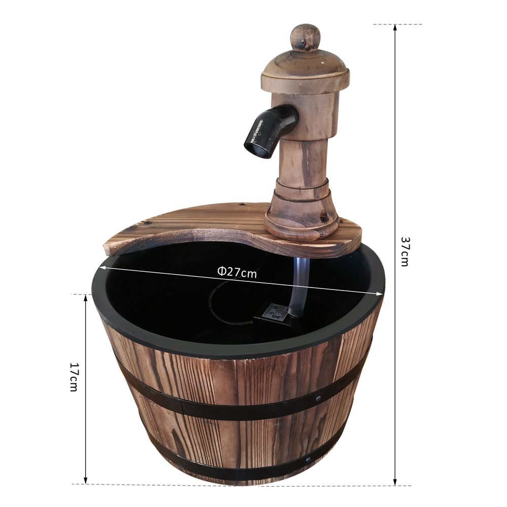 Rustic Barrel Water Pump Fountain with Electric Feature for Garden