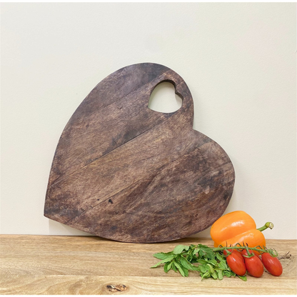 40cm Heart Shaped Wooden Chopping Board, Perfect for Cooking