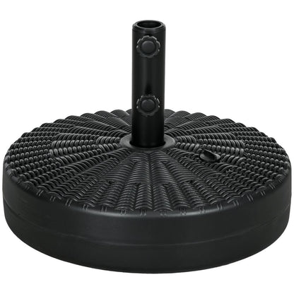 Round Parasol Base - Rattan Effect Plastic Stand, Black