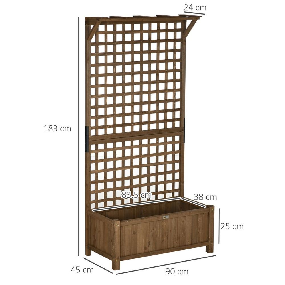 Wooden Trellis Planter with Drain Holes, Privacy Screen Raised Beds for Garden