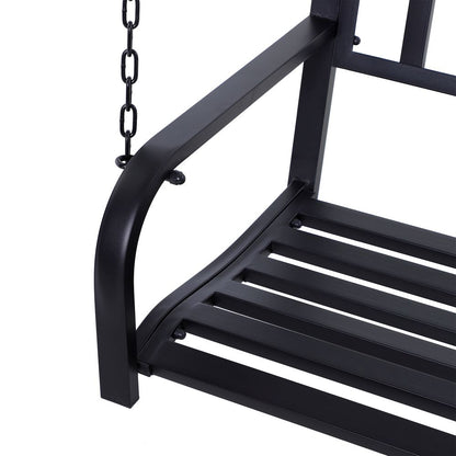 Metal 2-Seater Outdoor Swing Chair Black