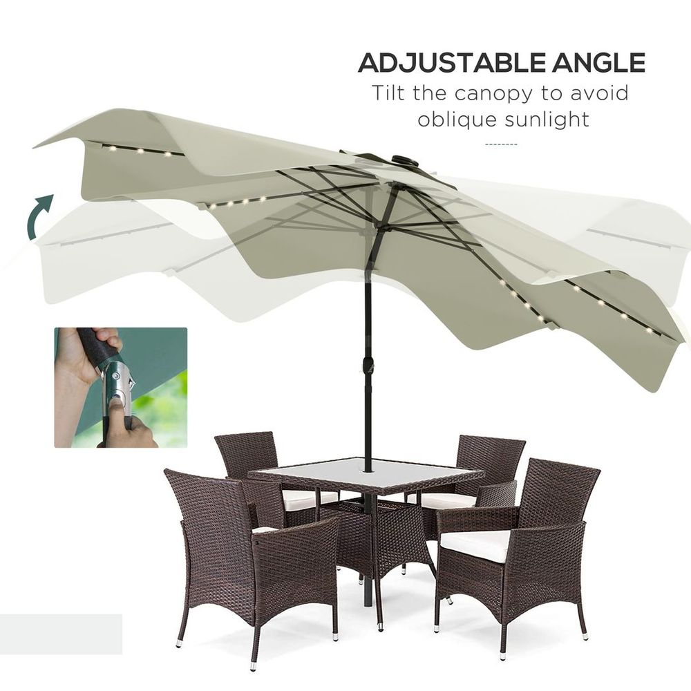 Garden Parasol Umbrella with LED Lights and Tilt Function for Tables