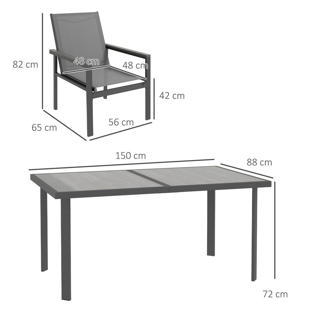 7-Piece Garden Dining Set with Outdoor Table and 6 Chairs, Grey