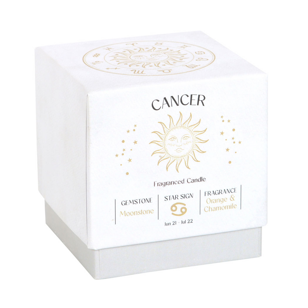 Cancer Zodiac Candle with Orange & Chamomile, Gemstone Infused