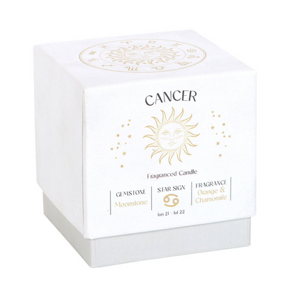 Cancer Zodiac Candle with Orange & Chamomile, Gemstone Infused