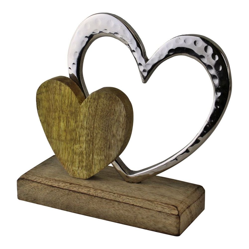 Small Double Heart Ornament on Wooden Base, Romantic Home Décor