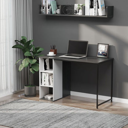 Computer Desk – Storage Shelves and Study Workstation for Home Office – Grey