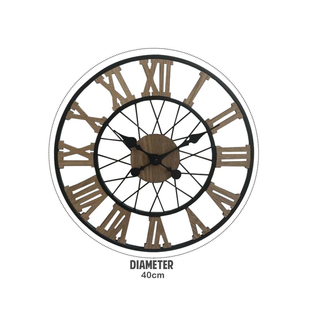 40cm Wood Design Clock, Rustic and Timeless