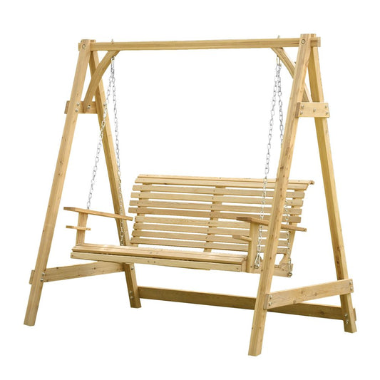 2-Seater Larch Wood Swing Chair Bench