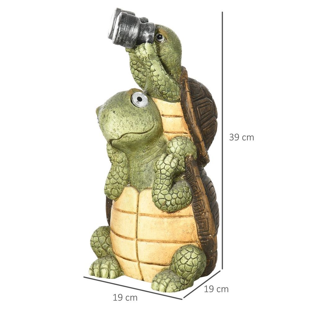 Vivid Tortoises Garden Sculpture - Solar LED Light, Outdoor Ornament