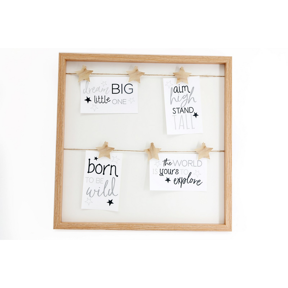 Square Photo Frame With Star Pegs For Six Photographs