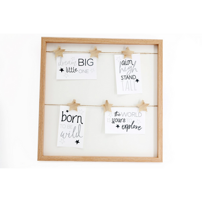 Square Photo Frame With Star Pegs For Six Photographs