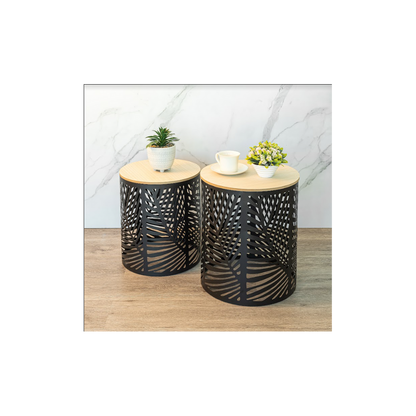 Set of 2 Leaf Cut Basket Tables, Stylish and Practical