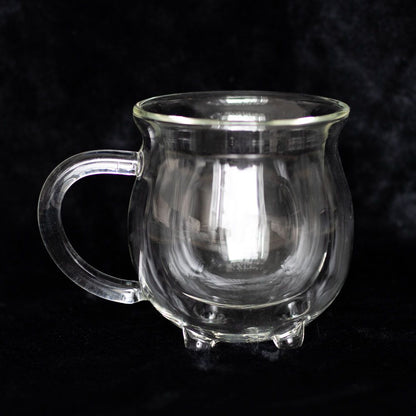 Clear Double-Walled Glass Cauldron Mug, Magical and Practical