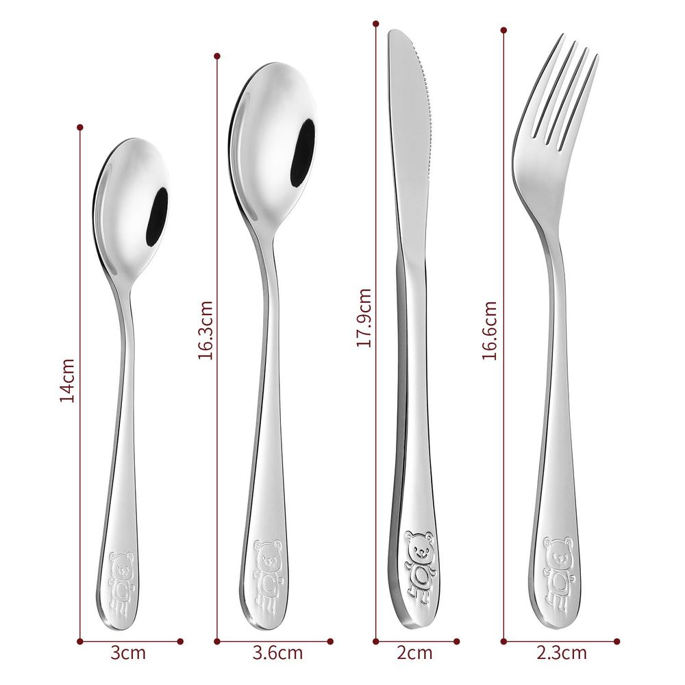 8-Piece Little Bear Cutlery Set – Stainless Steel Kids Safe Flatware Tableware