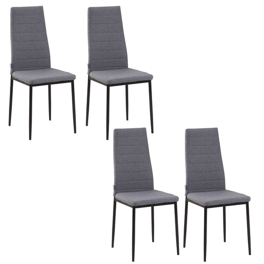 High Back Dining Chairs Upholstered Linen-Touch Fabric Accent Chairs Set of 4