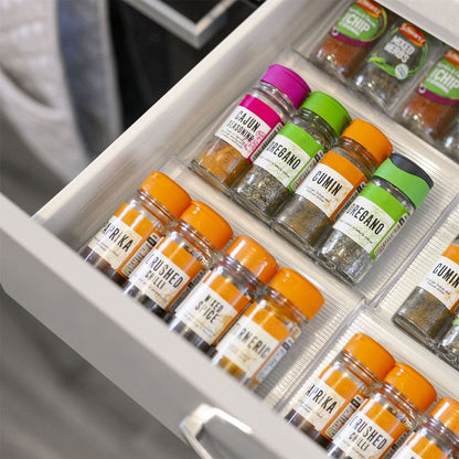 Expandable Spice Rack Drawer Organiser, Efficient Kitchen Storage