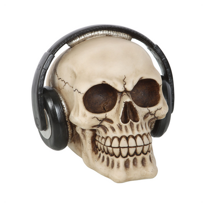 Skull Ornament with Headphones, Funky and Unique