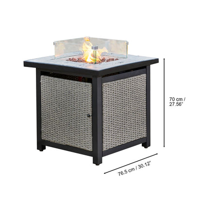 Rattan Propane Gas Fire Pit Table: Smokeless Outdoor Garden Feature