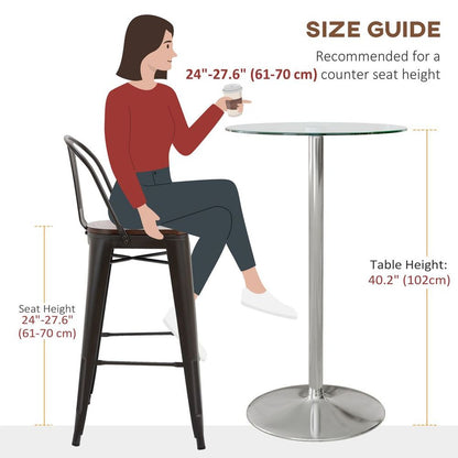 Round Bar Table for 2 with Tempered Glass Top, High Pub Table