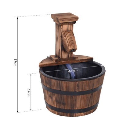 Wood Barrel Water Fountain with Pump: Patio Water Feature, Electric