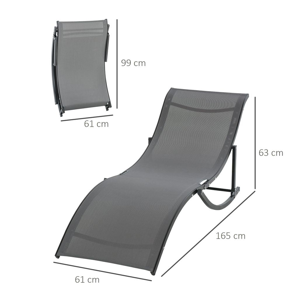 Set of 2 S-Shaped Zero Gravity Recliners, 165x61x63cm, Dark Grey