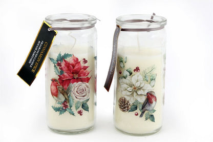 Set of 2 Botanical Tube Candles, 14cm, Elegant and Aromatic