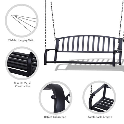 Metal 2-Seater Outdoor Swing Chair Black