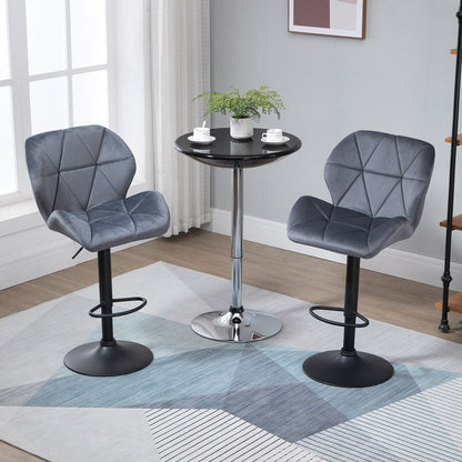 Set of 2 Fabric Bar Stools with Adjustable Height for Counter, Dark Grey