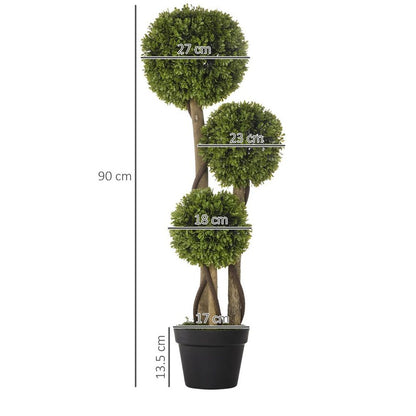 Boxwood Ball Topiary Trees – Potted Artificial Plants for Indoor & Outdoor – 90cm