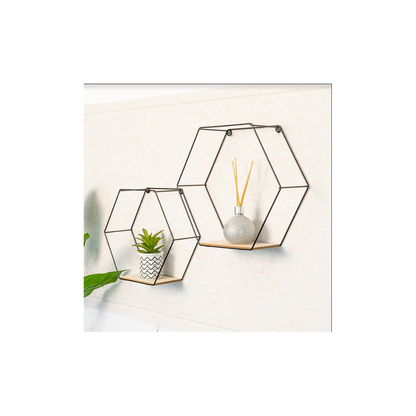 Set of 2 Hexagonal Wall Shelves, Modern and Chic Display