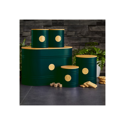 5-Piece Emerald Green Scandi Kitchen Canister Set, Stylish Storage