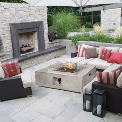 Concrete Gas Fire Pit Table for Outdoor Garden with Smokeless Design