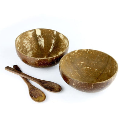 Pack of 2 Natural Coconut Bowls, Eco-Friendly and Stylish